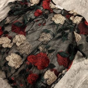 Glance Women's Black Sheer Croptop